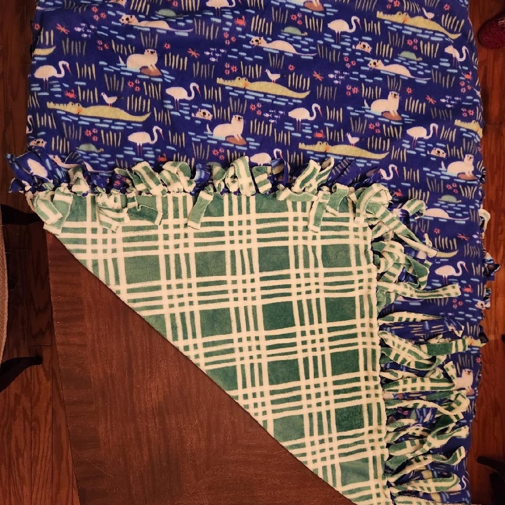 Blue and Green Patterned Throw Blanket